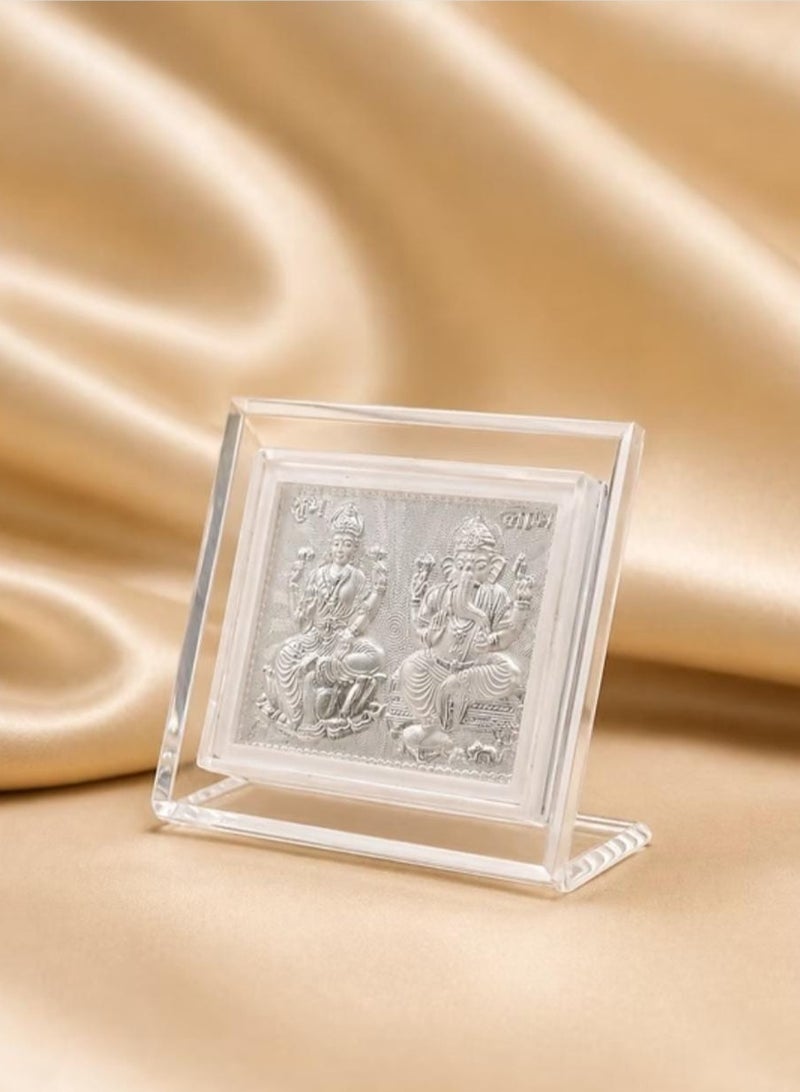 KHUSHBOO JEWELS MINI PURE 999 SILVER LAKSHMI GANESHA FRAME (9.5*10.5CM) - Image 2