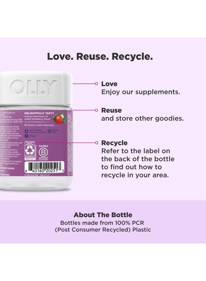 OLLY Max Strength Sleep Gummy, 10mg Melatonin, L-Theanine, Chamomile, Lemon Balm, Sugar Free, Vegetarian Sleep Aid, Strawberry - 50 Count - Image 4
