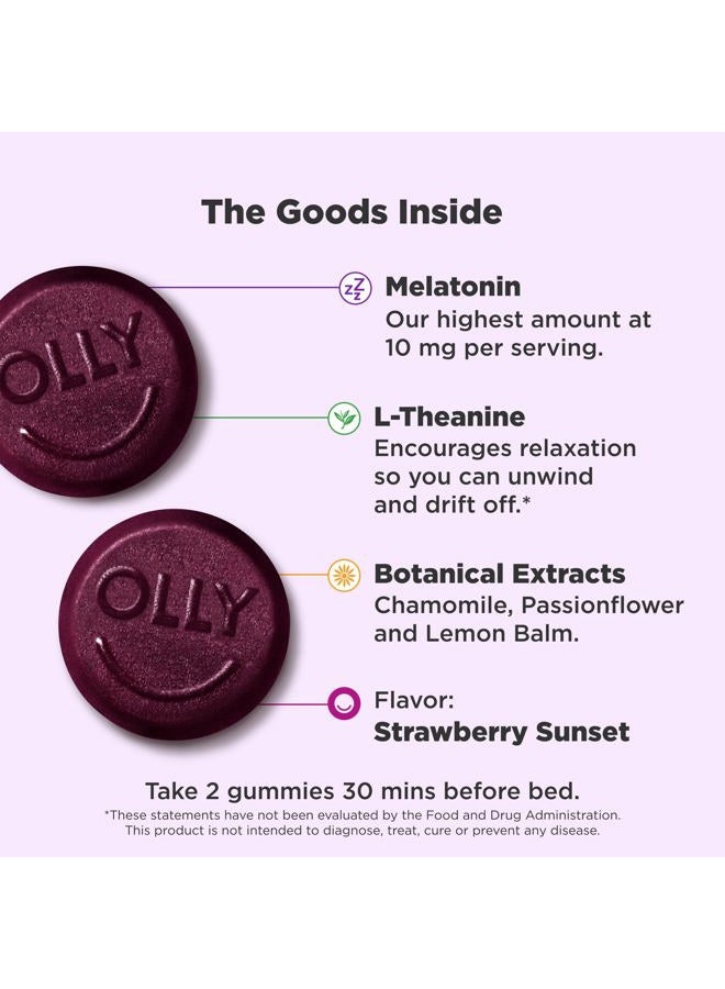 OLLY Max Strength Sleep Gummy, 10mg Melatonin, L-Theanine, Chamomile, Lemon Balm, Sugar Free, Vegetarian Sleep Aid, Strawberry - 50 Count - Image 2