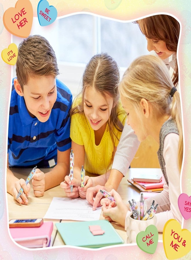 FYSUIMU مجموعة أقلام حبر جاف FYSUIMU مكونة من 24 قلمًا، بتصميمات على شكل قلوب حلوى، قابلة للسحب، مصنوعة من البلاستيك الأسود، مثالية لعيد الحب، مناسبة للمدرسة والمنزل والمكتب وحفلات الزفاف. - Image 5