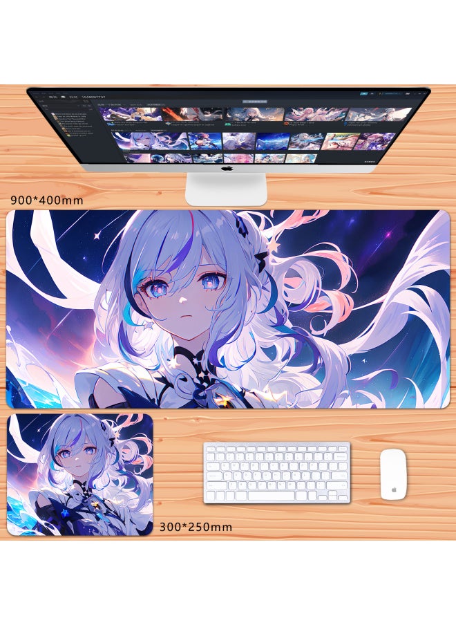 Generic No Overlock Honkai Impact 3 Mouse Pad Extra Large Animation Kiana Dem Lisa Alicia Two-Dimensional Notebook-Color:100x50cm Thickness 3mm-Pattern:End  - Image 1