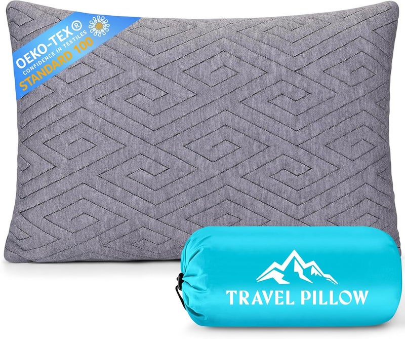 1 MIDDLE ONE Travel Pillow for Sleeping Camping, Memory Foam Small Pillow with Breathable Cover for Backpacking, Airplane, Car (15.5 X 12 Inch) - Image 1