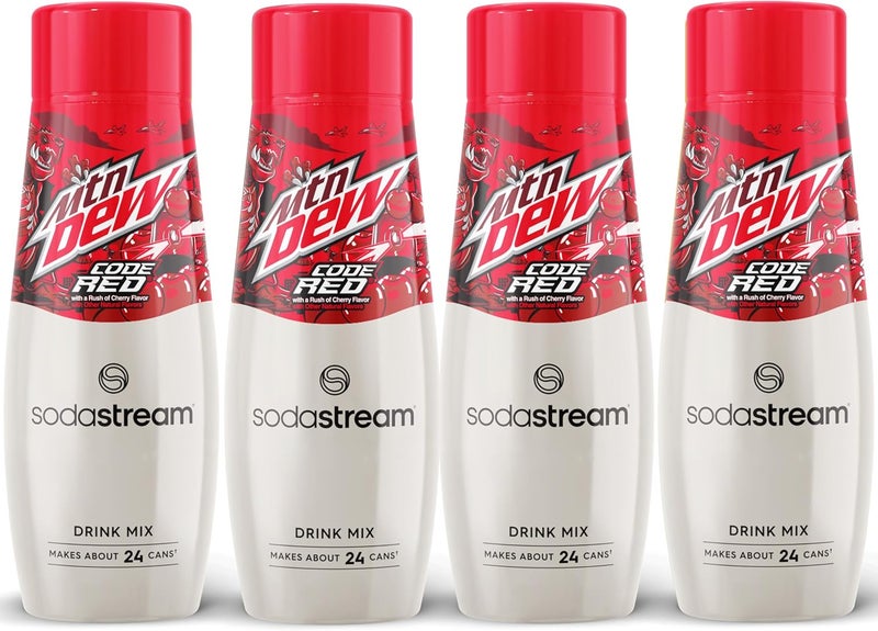 SodaStream MTN Dew Code Red Drink Mix - 440ml, Pack of 4 - Cherry Flavor Beverage Concentrate - Image 1