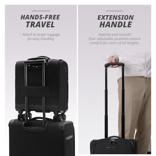 Verage 14 inch Underseat Carry On Luggage with Wheels, Black Softside Small Suitcase Spinner Wheeled Rolling Travel Laptop Bag for Airlines Airplanes Short Trip Men Women - Image 5