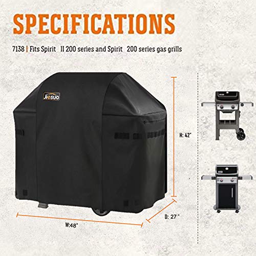 JIESUO 48 Inch Grill Cover for Weber Spirit and Spirit II 210: Heavy Duty Waterproof 48 Inch 2 Burner Weather Resistant Weber Spirit Covers - Image 2
