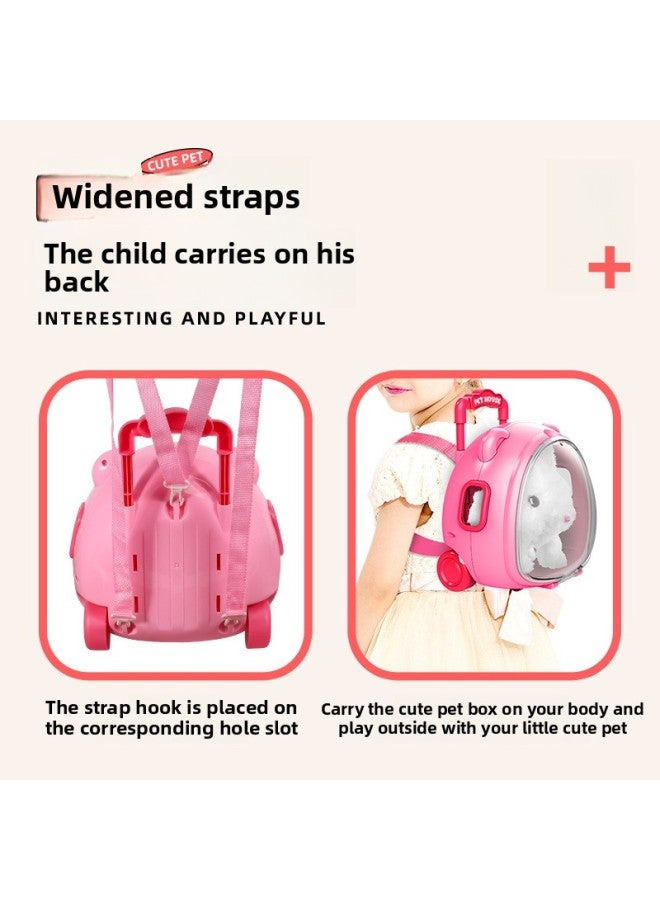 Children's Electric Plush Pet Play House Toy Simulation Small Animal Rabbit Puppy Walking A Variety Of Colors-Color:034 Multifunctional Trolley Case-retriever 8-piece Set  - Image 4