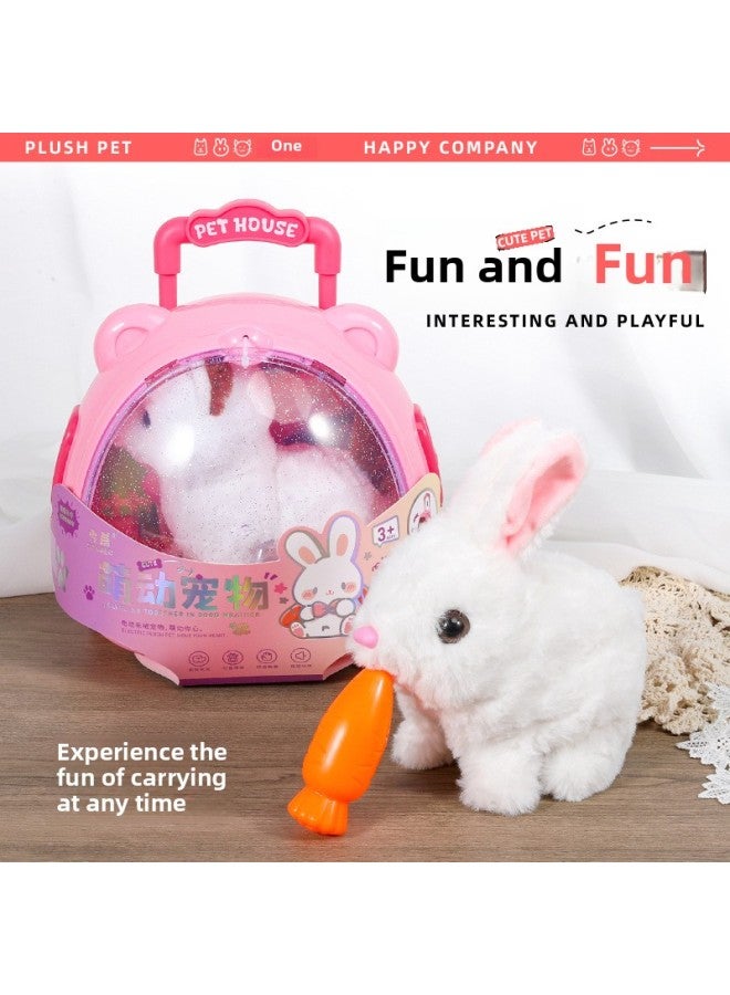 Children's Electric Plush Pet Play House Toy Simulation Small Animal Rabbit Puppy Walking A Variety Of Colors-Color:034 Multifunctional Trolley Case-retriever 8-piece Set  - Image 3