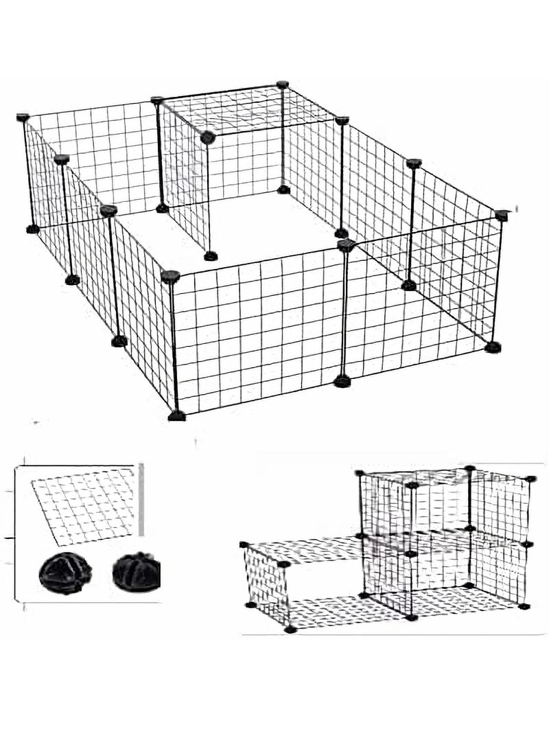 Dubkart 12 Pieces DIY Metal Wire Pet Playpen, 35 X 35 CM Pet Carrier Play Yard Fence for Small Pets - Rabbit, Guinea , Puppy,Pet Products Portable Indoor Outdoor Cage - Image 1