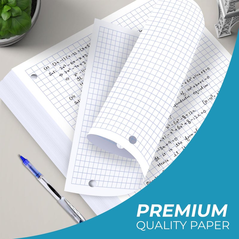 Rosmonde Graph Paper 3 Pack, 450 Sheets, 4x4 Grid Paper, 8" x 10.5", 3 Hole Punched, Notebook Paper, 54 GSM Thick Graphing Paper, Quad Ruled Graph Paper, Loose Leaf Paper, Back to School Supplies - Image 4