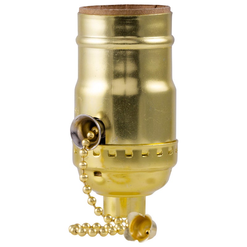 Power Gear Lamp Socket with Pull Chain Medium Base For Floor and Table Lamps DIY Project UL Listed Brushed Gold 52204 1 Pack