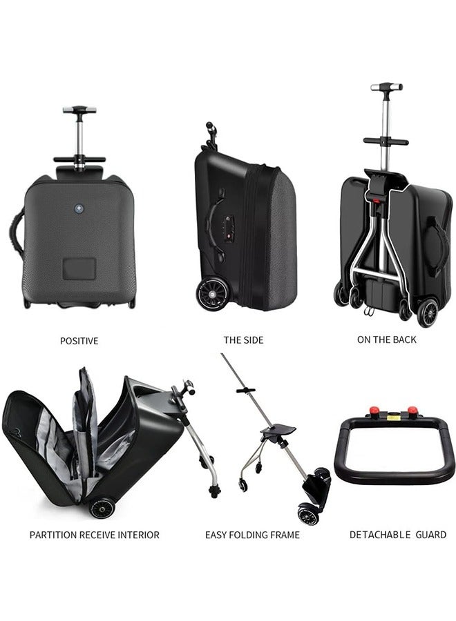 JCB CHIC حقيبة ركوب للأطفال 3 في 1 مقاس 20 بوصة مع تصميم مقعد الطفل، حقيبة حمل كبيرة على الجانب الصلب مع عربة قابلة للفصل - Image 3