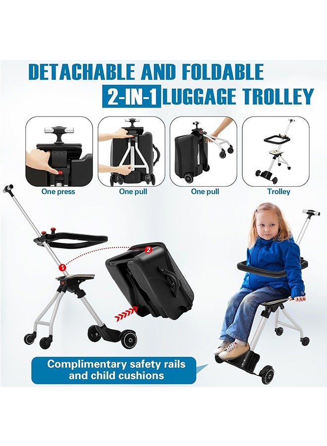 JCB CHIC حقيبة ركوب للأطفال 3 في 1 مقاس 20 بوصة مع تصميم مقعد الطفل، حقيبة حمل كبيرة على الجانب الصلب مع عربة قابلة للفصل - Image 5