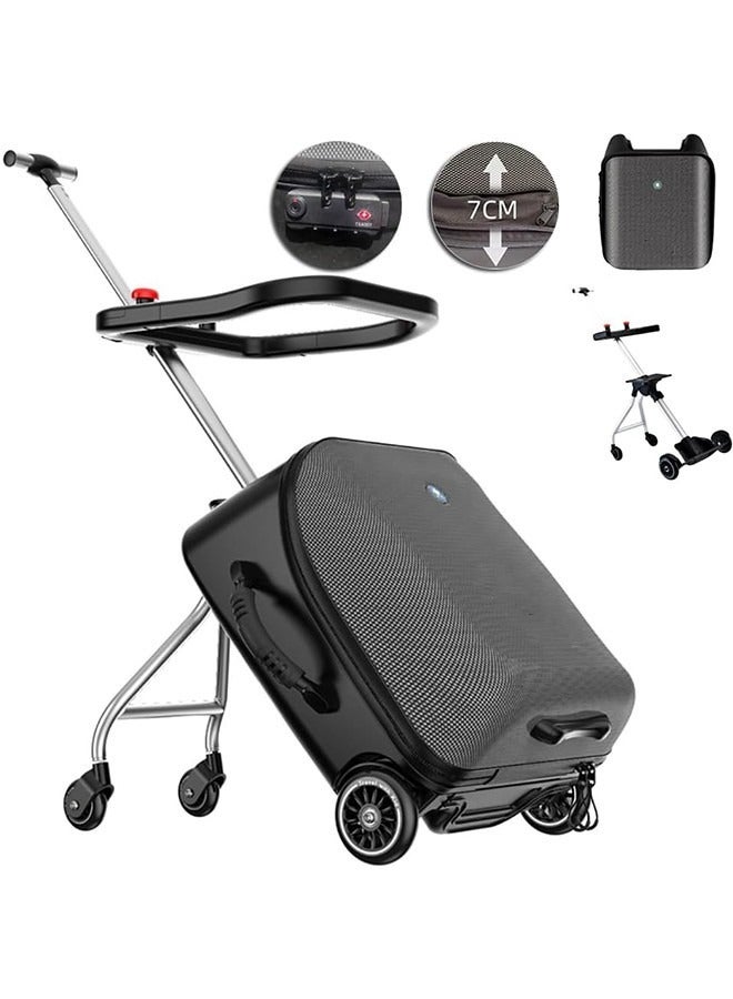 JCB CHIC حقيبة ركوب للأطفال 3 في 1 مقاس 20 بوصة مع تصميم مقعد الطفل، حقيبة حمل كبيرة على الجانب الصلب مع عربة قابلة للفصل - Image 1