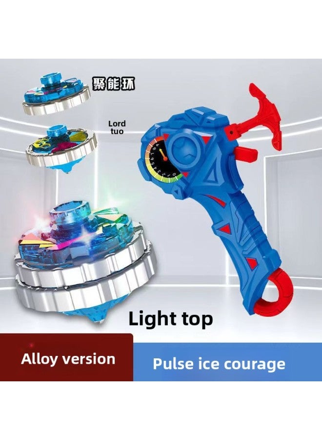Loquat Magnetic Fit Zhantuo Children's Toy Upgrade Alloy Light Battle Cool Spinning Top Toy Children Male Ying-Color:Blue Ice Soul 【1 Launcher + 1 Gyro】 With Alloy Light - Image 1