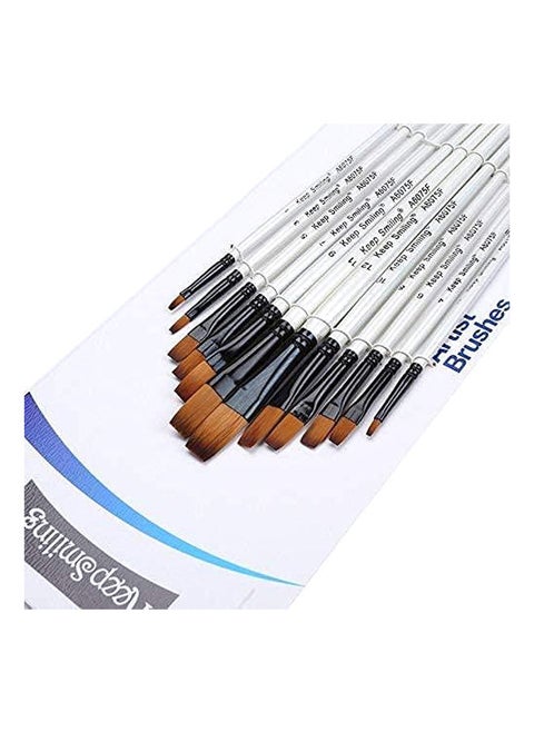 Keep Smiling flat brushes set of 12 brushes of different sizes