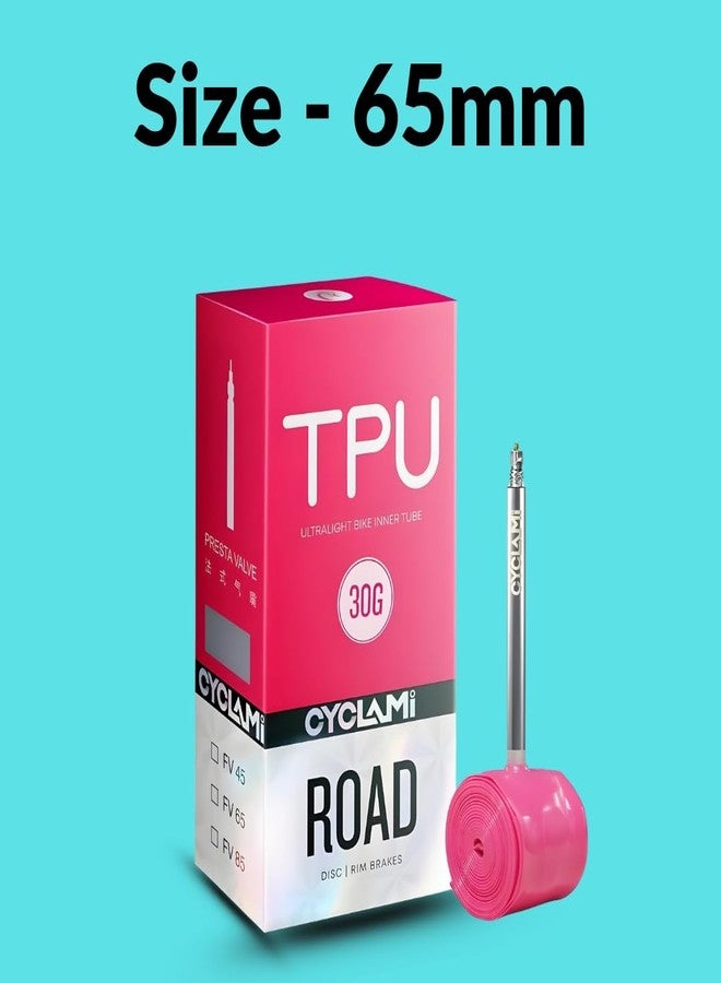 FCCRACING Cyclami Ultra-Light 30g TPU Bicycle Tube | 45mm/65mm/85mm Valve Inner Tube | Durable Pink TPU Tube for Bicycle (85mm) - Image 3