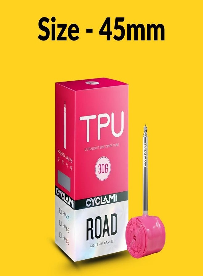 FCCRACING Cyclami Ultra-Light 30g TPU Bicycle Tube | 45mm/65mm/85mm Valve Inner Tube | Durable Pink TPU Tube for Bicycle (85mm) - Image 2
