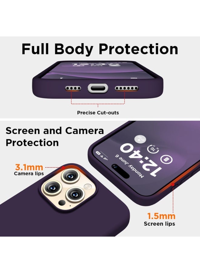 ACLIX Premium Liquid Silicone Case for iPhone 15 Pro Max Slim Fit, Soft Touch with Microfiber Lining & Enhanced Camera Protection - Durable & Anti-Fingerprint | Deep Purple - Image 4