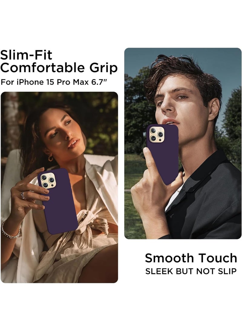 ACLIX Premium Liquid Silicone Case for iPhone 15 Pro Max Slim Fit, Soft Touch with Microfiber Lining & Enhanced Camera Protection - Durable & Anti-Fingerprint | Deep Purple - Image 3