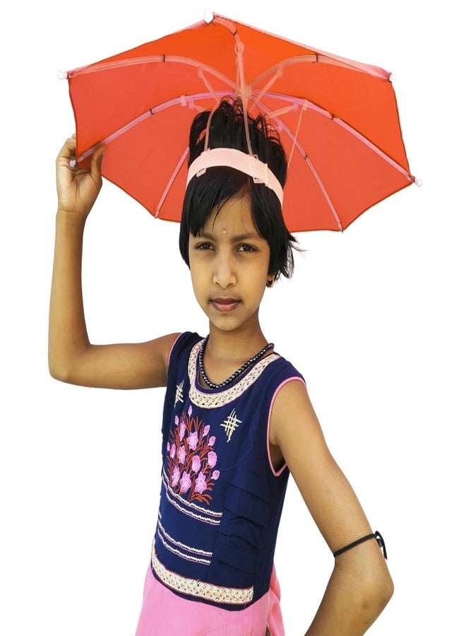 Dark Moon Hat Umbrella for Kids Soft Unbreakable Plastic Hat/Cap Umbrella for Kids/Men/Women and Adults UV & Rain Protection Hat Umbrella for Kids boys and Girls pack of 1 (Red) - Image 2