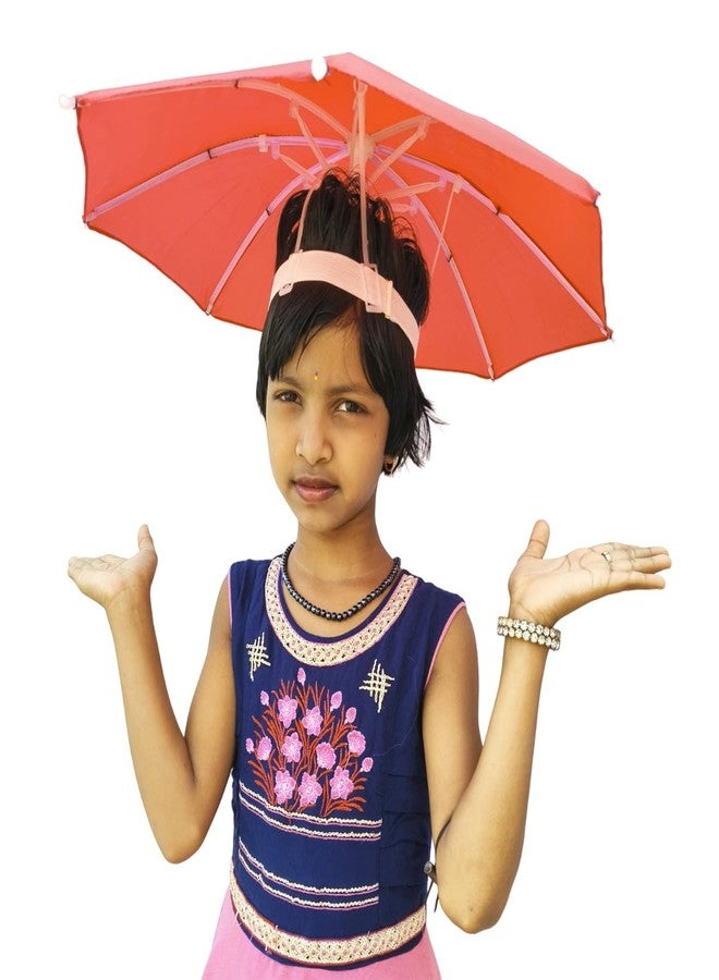 Dark Moon Hat Umbrella for Kids Soft Unbreakable Plastic Hat/Cap Umbrella for Kids/Men/Women and Adults UV & Rain Protection Hat Umbrella for Kids boys and Girls pack of 1 (Red) - Image 5