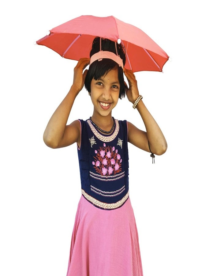Dark Moon Hat Umbrella for Kids Soft Unbreakable Plastic Hat/Cap Umbrella for Kids/Men/Women and Adults UV & Rain Protection Hat Umbrella for Kids boys and Girls pack of 1 (Red) - Image 3