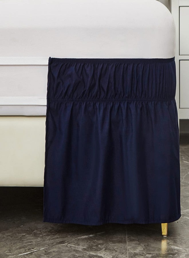 MEILA Wrap Around Bed Skirt Three Fabric Sides Elastic Dust Ruffled 16 Inch Tailored Drop,Easy to Install Fade Resistant-Navy Blue, Twin/Full - Image 4