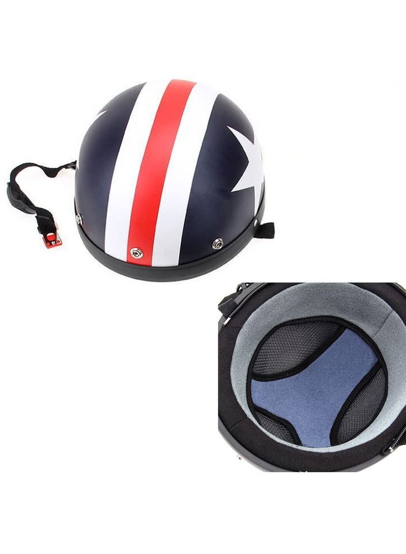 Generic Fashion Half Open Face Touring Helmet Leather Retro Style Cool Harley Motorcycle Bicycle Detachable Riding Helmet 54-60cm with Goggles Visor Scarf Sunscreen Anti UV Safety Helmet  - Image 3
