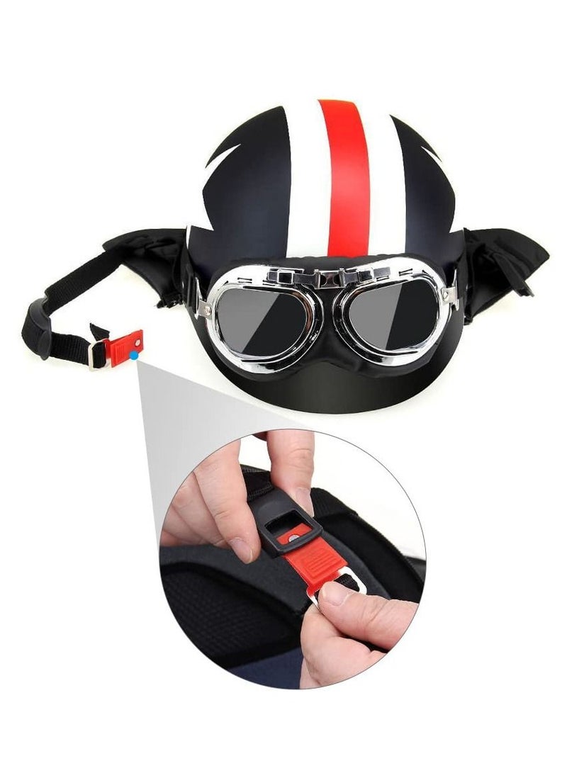 Generic Fashion Half Open Face Touring Helmet Leather Retro Style Cool Harley Motorcycle Bicycle Detachable Riding Helmet 54-60cm with Goggles Visor Scarf Sunscreen Anti UV Safety Helmet  - Image 5