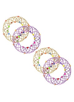 Generic 4 قطع لعبة سلة زهرة مندالا سلة مرنة حديدية لعبة يدوية سلكية لعبة إبداعية دوائر سحرية لعبة مضغوطة لعبة دوارة مسلية للمراهقين هدايا حفلات الشتاء (بنفسجي، ذهبي)  - Image 1