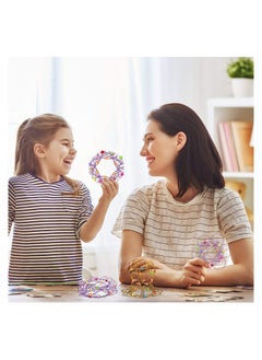 Generic 4 قطع لعبة سلة زهرة مندالا سلة مرنة حديدية لعبة يدوية سلكية لعبة إبداعية دوائر سحرية لعبة مضغوطة لعبة دوارة مسلية للمراهقين هدايا حفلات الشتاء (بنفسجي، ذهبي)  - Image 5