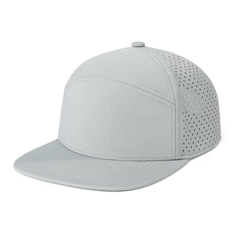 FEINION Men Flat Brim Adjustable Performance Hat Snapback Laser Perforated Baseball Cap (Grey) - Image 2
