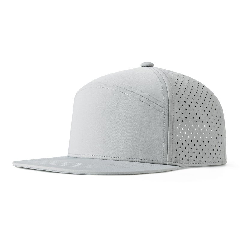 FEINION Men Flat Brim Adjustable Performance Hat Snapback Laser Perforated Baseball Cap (Grey) - Image 1