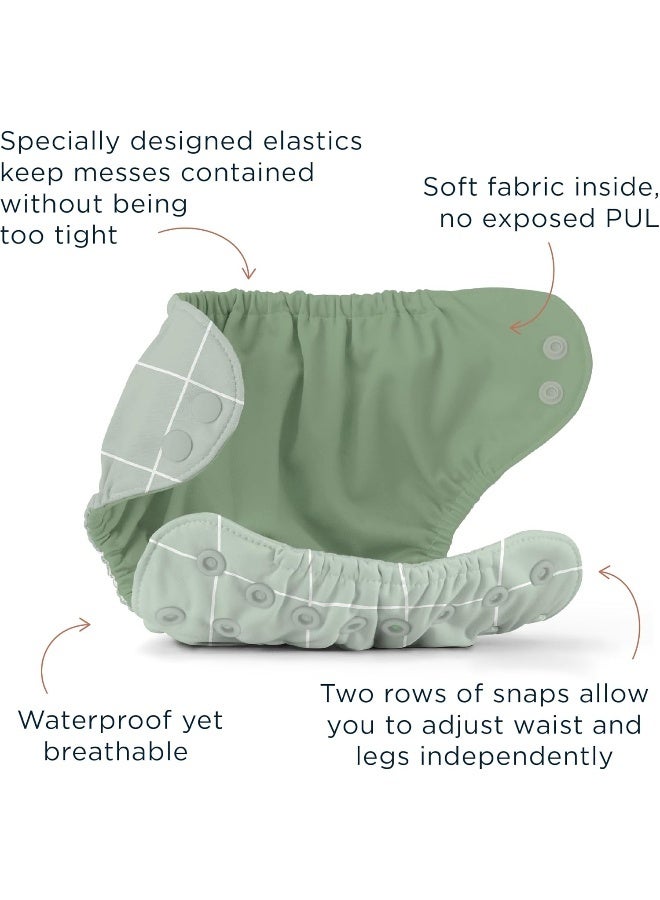 Esembly Cloth Diaper Bundle Set, 3 Organic Absorbent Inners and 1 Waterproof Recycled Diaper Cover, Reusable Washable Diapers with Snap Closure, Size 1 (7-17lbs), Lattice - Image 4
