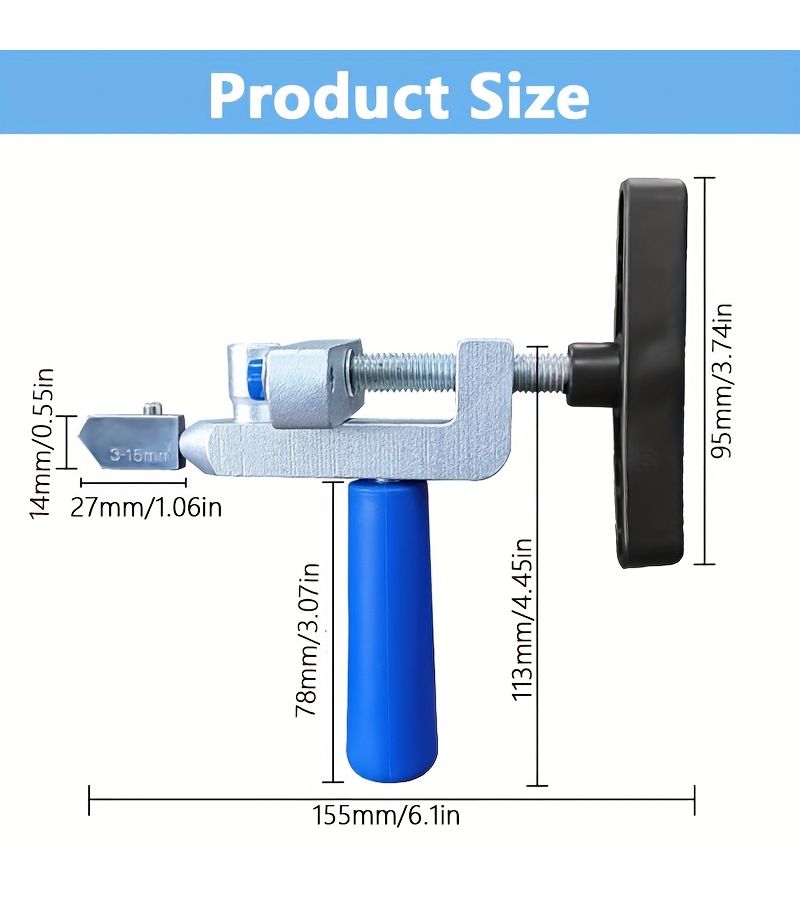 Silvery Manual Glass Tile Cutter with Diamond Roller Precision Tool for Cutting Beveling DIY Construction - Image 5