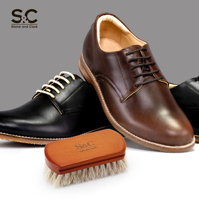 Stone and Clark Mini 4" Shoe Brush - Portable Horse Hair Boot Brush w/Natural Wood Handle - Soft Bristle Shoe Shine Brush for Cleaning, Buffing & Polishing Leather Shoes - Travel-Friendly Size  - Image 2