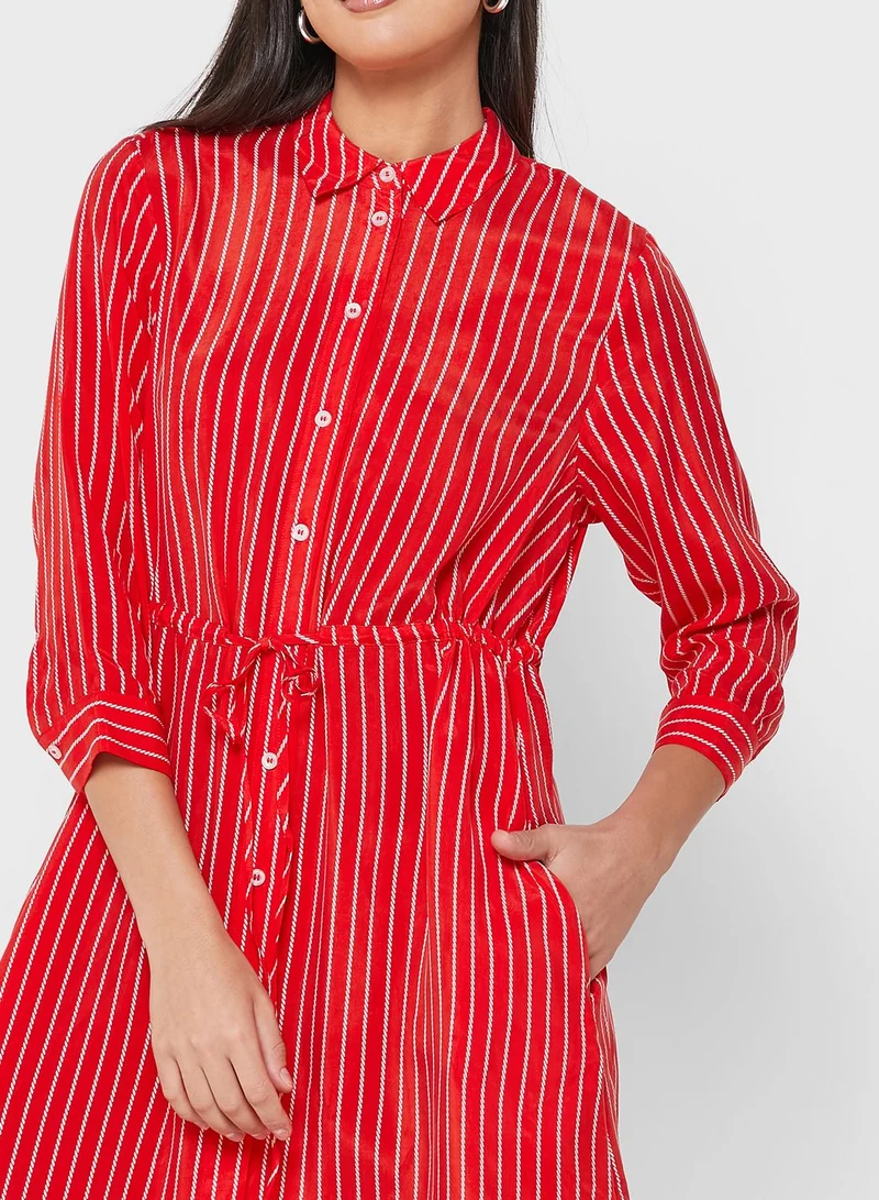 TOMMY HILFIGER Striped Button Detail Dress