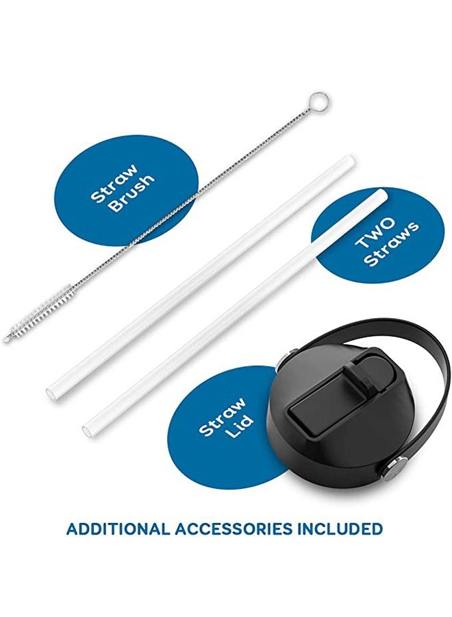 Taiahiro Stainless Steel Water Bottle (Cold for 48 Hrs, Hot for 24 Hrs)Vacuum Insulated Water Bottle with Straw Lid and Flex Cap (Double Wall, Wide Mouth, BPA Free, Leak Proof, Sweat Free) - Image 2