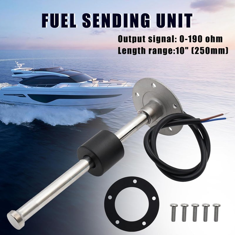Geloo 10" 0-190ohm Marine Fuel Sending Unit Fuel Gauge Sending Unit Fuel Gas Tank Sender Water Tank Sensor Water Level Gauge Sensor (250mm) Boat Fuel Level Sending Unit for Car Truck Water Fuel Gauge - Image 5