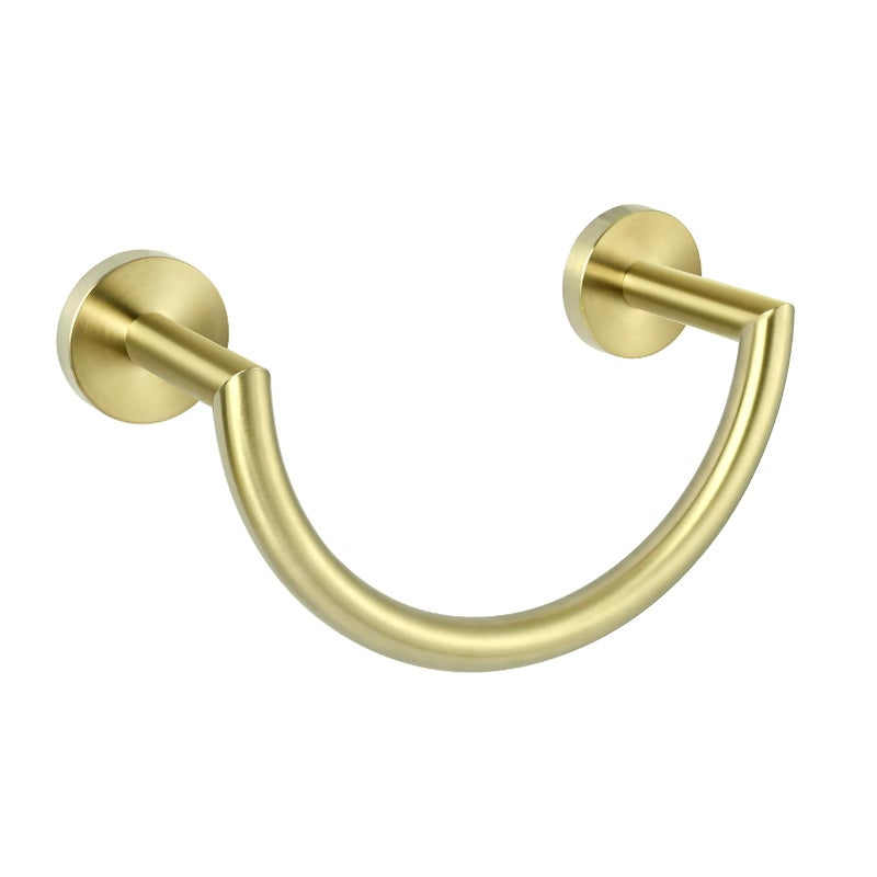 HouseAid Stainless Steel Towel Ring for Bathroom Hand Towel Holder Modern SemiCircular Hand Towel Rack Wall Mounted Brushed Gold