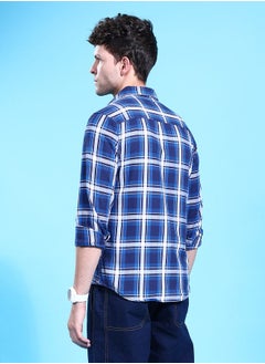 The Indian Garage Co Men Regular Fit Checkered Full Sleeves Cutaway Collar Double Flap Pocket Street Wear Over Shirt  - Image 2