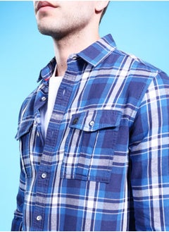 The Indian Garage Co Men Regular Fit Checkered Full Sleeves Cutaway Collar Double Flap Pocket Street Wear Over Shirt  - Image 4