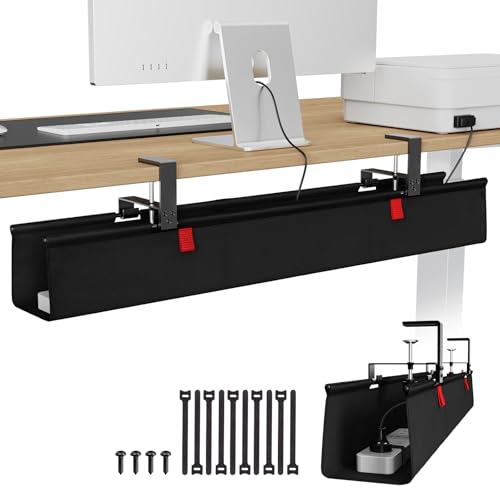 KEEGH Large 36 Under Desk Cable Management Tray Under Desk Cord Organizer ClampScrew Mount Support Upto 70lbs Fabric Wire Management GamingPC Cable Raceways Cord Hiders for OfficeHome - Image 1