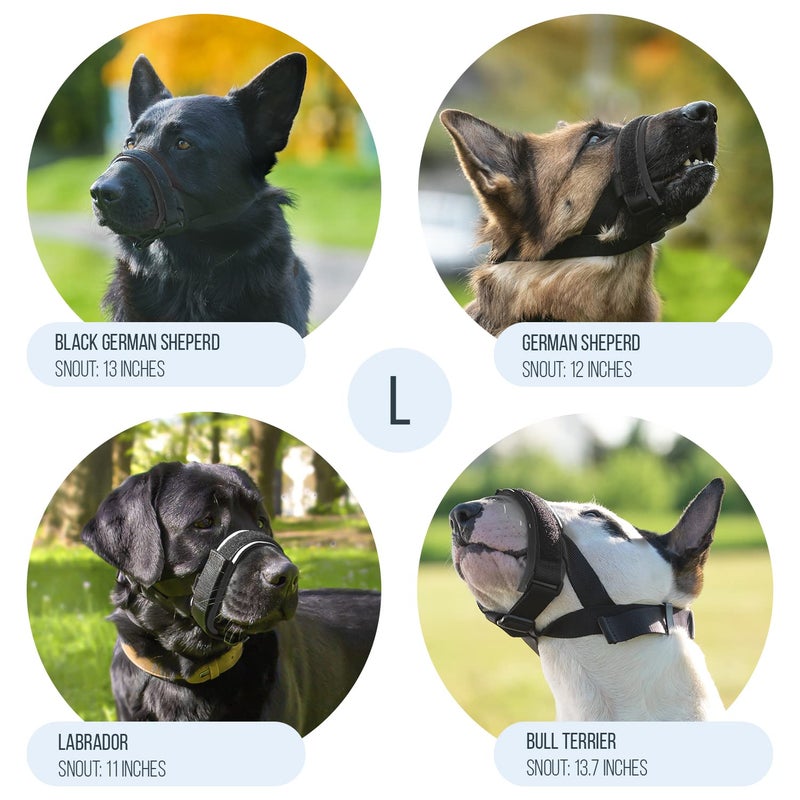 GoodBoy Gentle Muzzle Guard for Dogs - Prevents Biting and Unwanted Chewing Safely Secure Comfort Fit - Soft Neoprene Padding â€“ No More Chafing â€“ Training Guide Helps Build Bonds with Pet (L, Grey) - Image 3