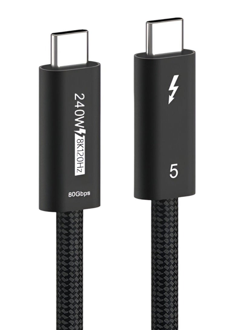CIZMI ✦ Thunderbolt 5 80Gbps - 120Gbps | 240W EPR Super Charger Power Delivery PD 3.1 Coaxial USB Cable | 16K UHD | 8K@120Hz | USB4 Gen4 V2 | Compatible with iPhone & More | Braided 1m + Hook-and-Loop Strap - Image 2