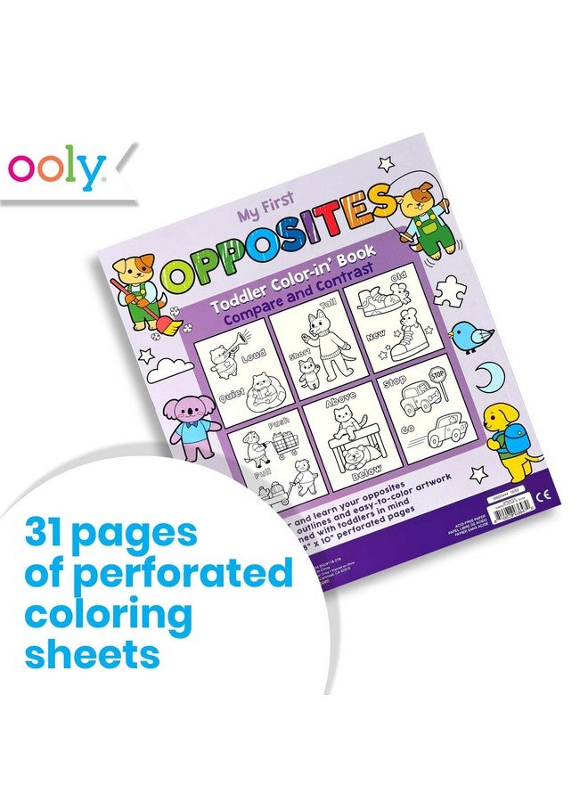Ooly Coloring Book For Toddlers, Fun Activity Coloring Pages For Kids, 31 Perforated Pages 8"X10" To Hang, Great Kid'S Activities For School, Birthday Parties, Stocking Stuffer [My First Opposites] - Image 2