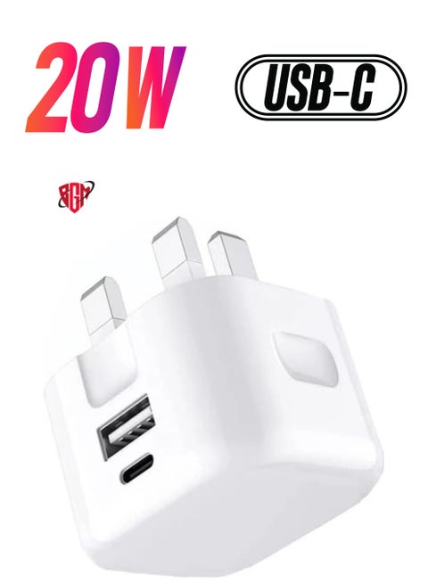 Galaxy A04 / A04s / A04 Core USB C Charger Plug 20W Dual Port USB C Fast Charger PD&QC 3.0 USB C Charging Plug Power Delivery Wall Adapter For Samsung Galaxy A04 / A04S / A04 Core (WHITE)