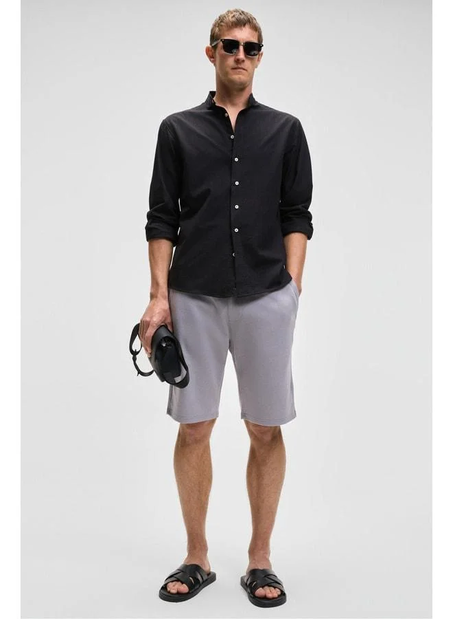 Grimelange CAMILLO Men's Pocket Zipper Elastic Waist Lilac Shorts & Bermuda.
