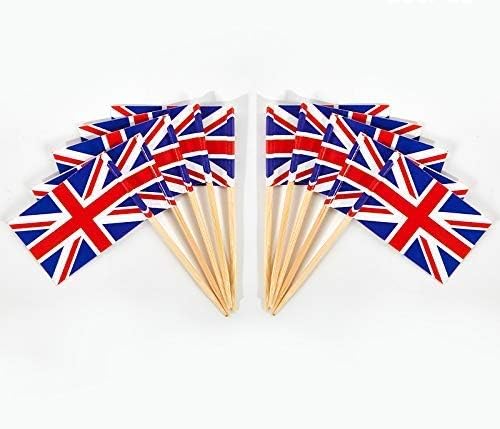 JAVD CYPS 100 Pcs United Kingdom Flag British Toothpick Flags Small Mini Stick Cupcake Toppers UK FlagsCountry Picks Party Decoration Celebration Cocktail Food Bar Cake Flags - Image 5