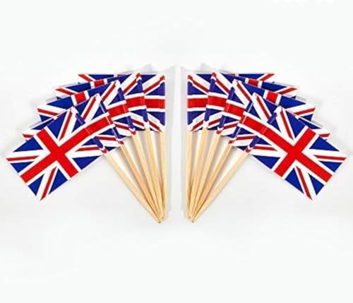 JAVD CYPS 100 Pcs United Kingdom Flag British Toothpick Flags Small Mini Stick Cupcake Toppers UK FlagsCountry Picks Party Decoration Celebration Cocktail Food Bar Cake Flags - Image 2